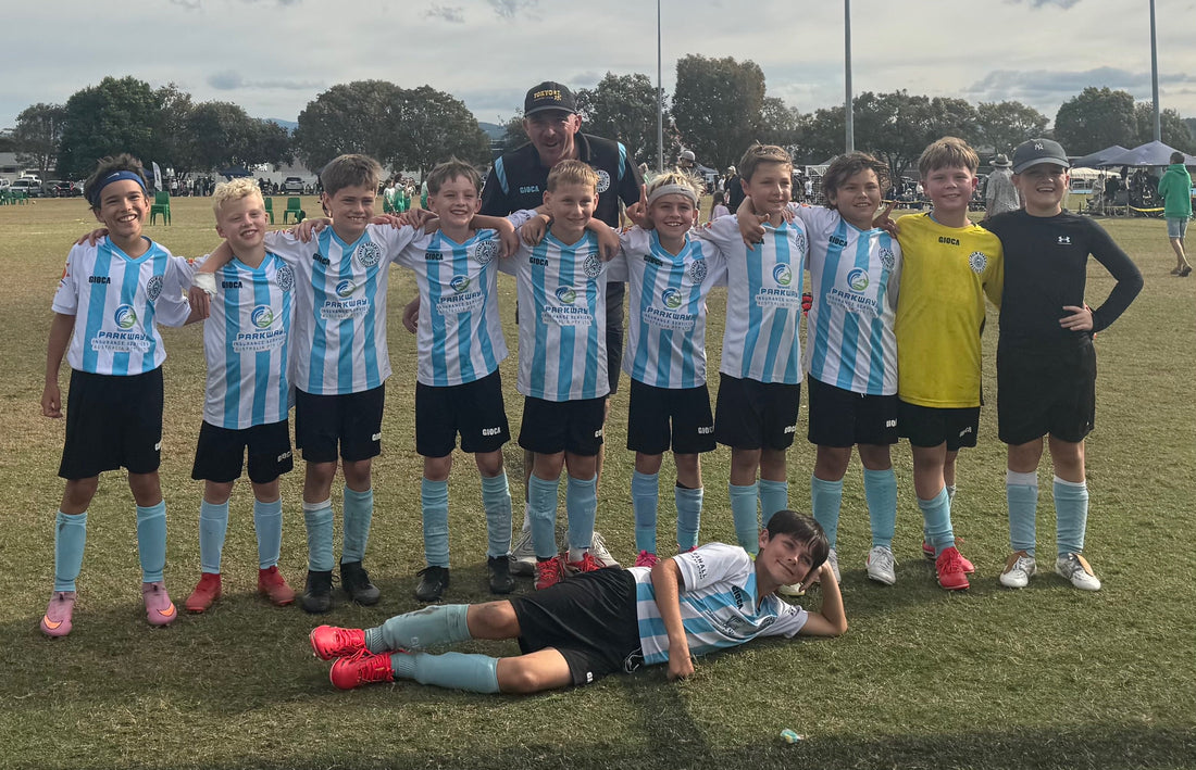 Palm Beach Sharks Under 10 Blue teak after winning the 2026 Palm Beach Carnival for the second year in a row