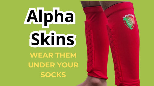 Red Alpha Skins shin guards, wear them under your socks